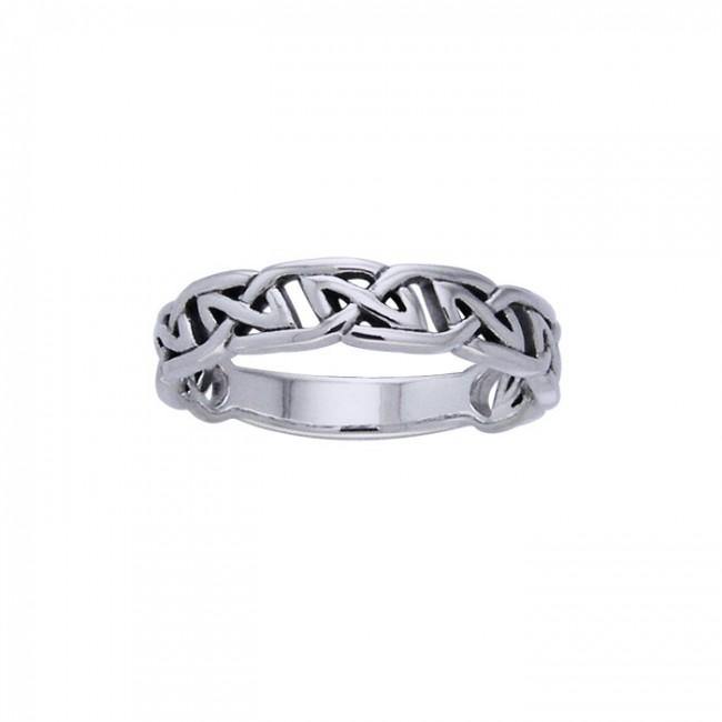 Sterling Silver Celtic Knot Half Hollow Band Ring TRI504 - Jewelry