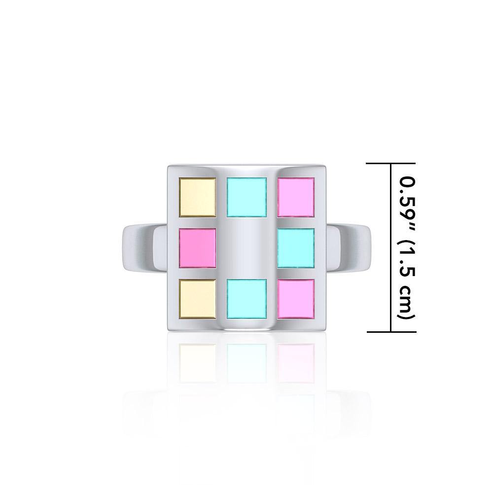 Modern Square Inlaid Ring TRI506 - Jewelry