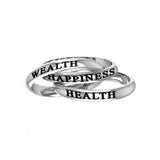 Health Wealth Happiness Silver Ring TRI514 - Jewelry
