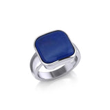 Modern Square Inlaid Silver Ring TRI530 - Jewelry