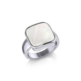 Modern Square Inlaid Silver Ring TRI530 - Jewelry