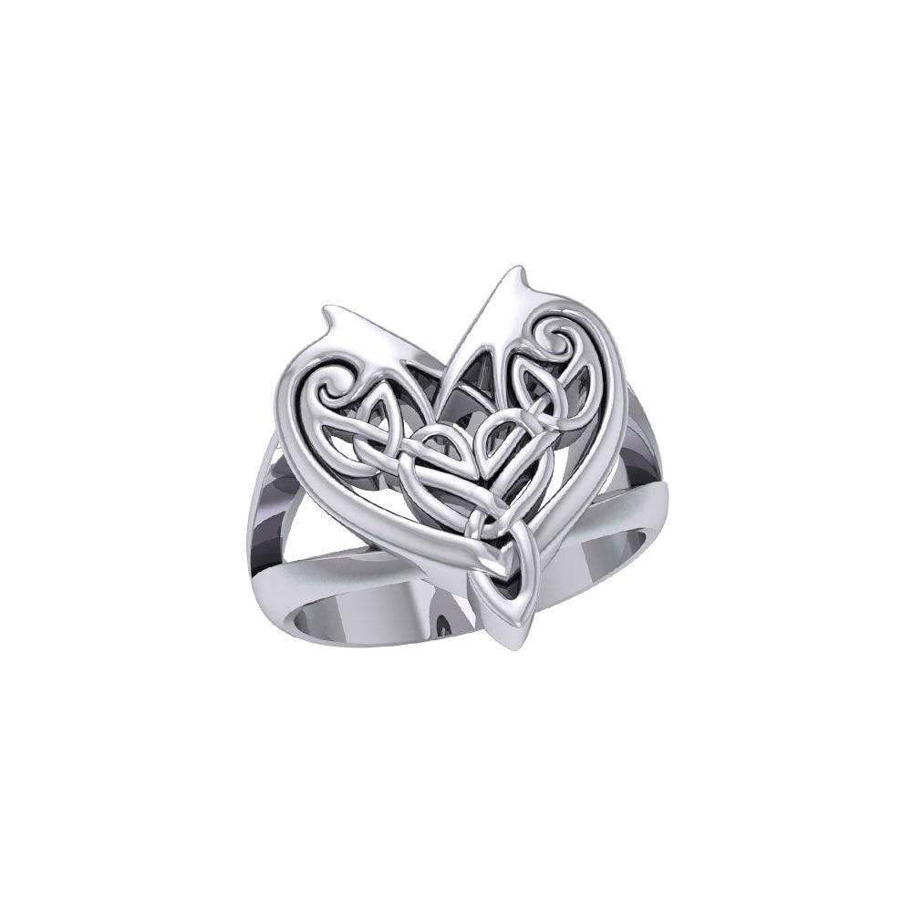 Joyous Heart Celtic Sterling Silver Ring TRI535 - Jewelry