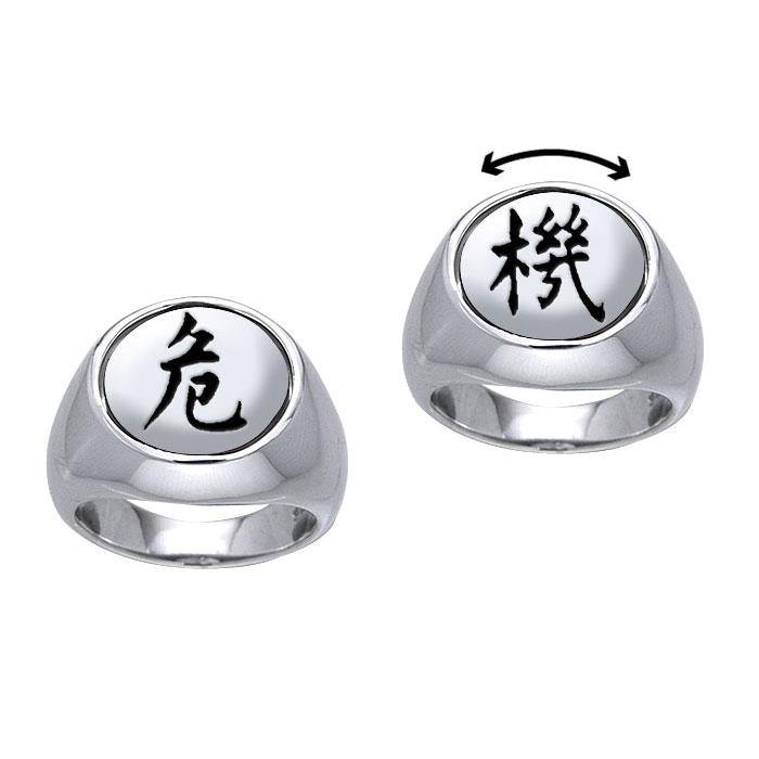 Empowering Words Crisis is Opportunity Silver Flip Ring TRI553 - Jewelry