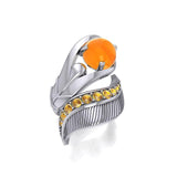 Graceful and free ~ Dali-inspired fine Sterling Silver Ring with Citrine gemstones TRI580 - Jewelry