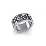 Modern Celtic Knotwork Spiral Sterling Silver Ring TRI670