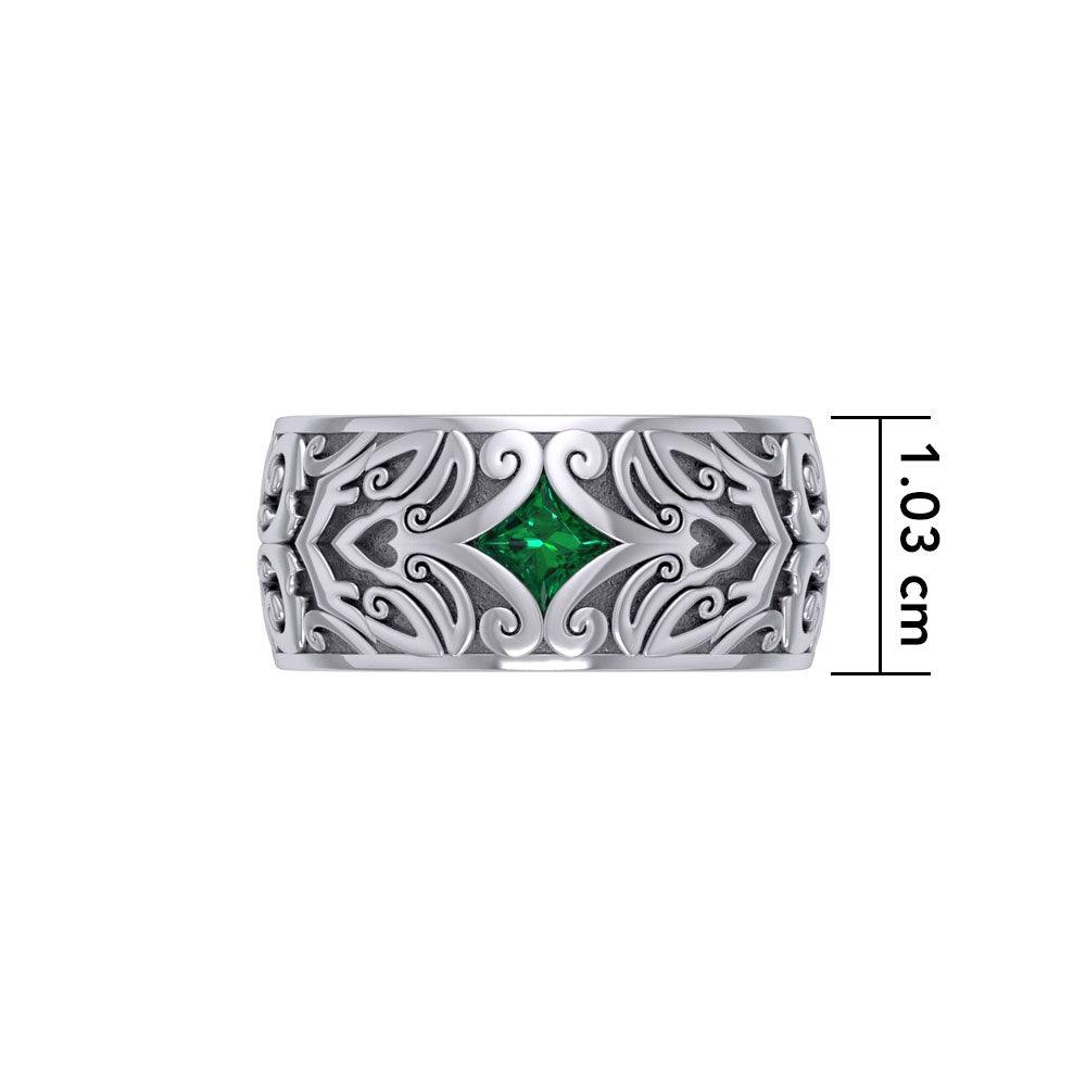 Modern Celtic Silver Gemstone Ring TRI671 - Jewelry