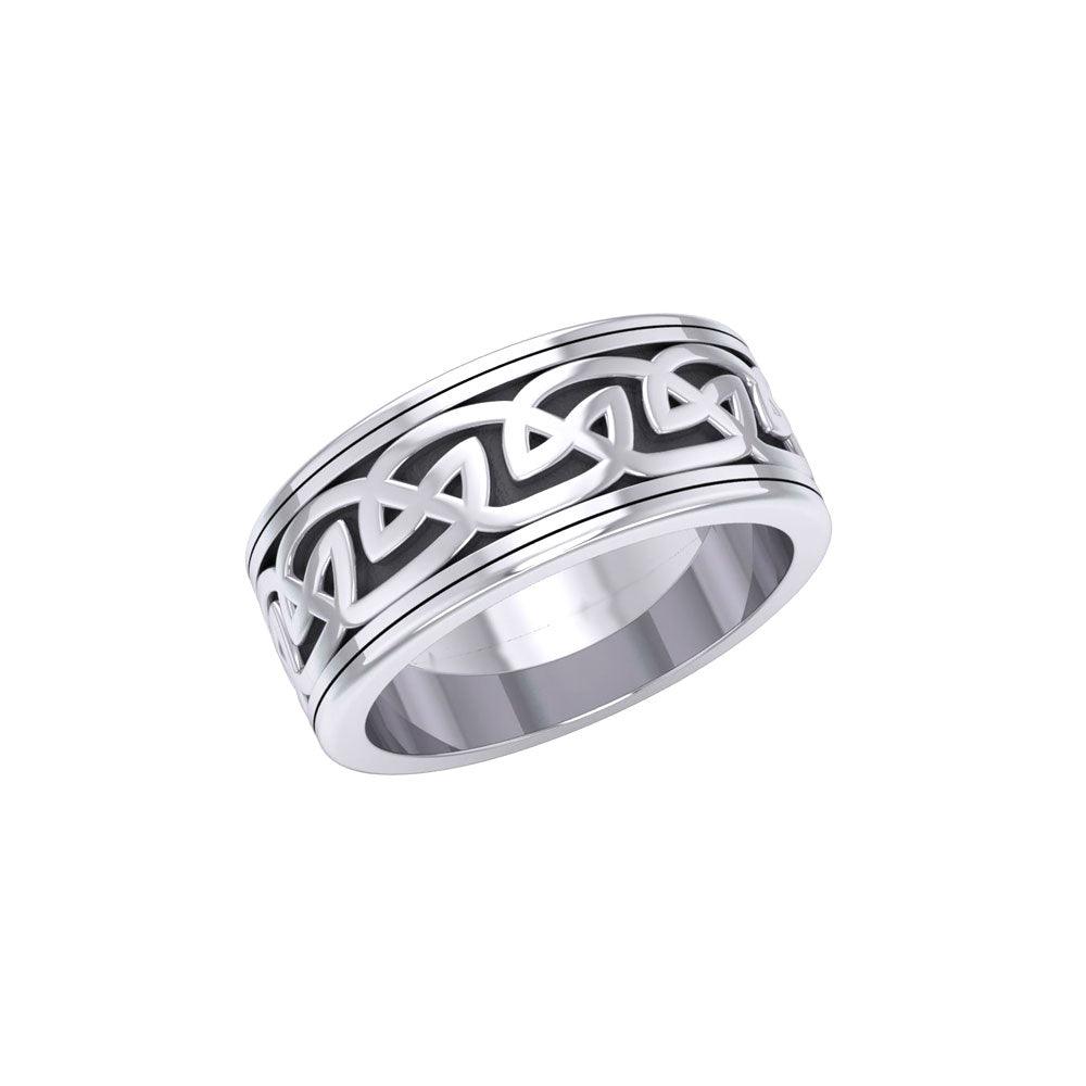 We are connected as one ~ Sterling Silver Celtic Knotwork Spinner Ring TRI767 - Jewelry