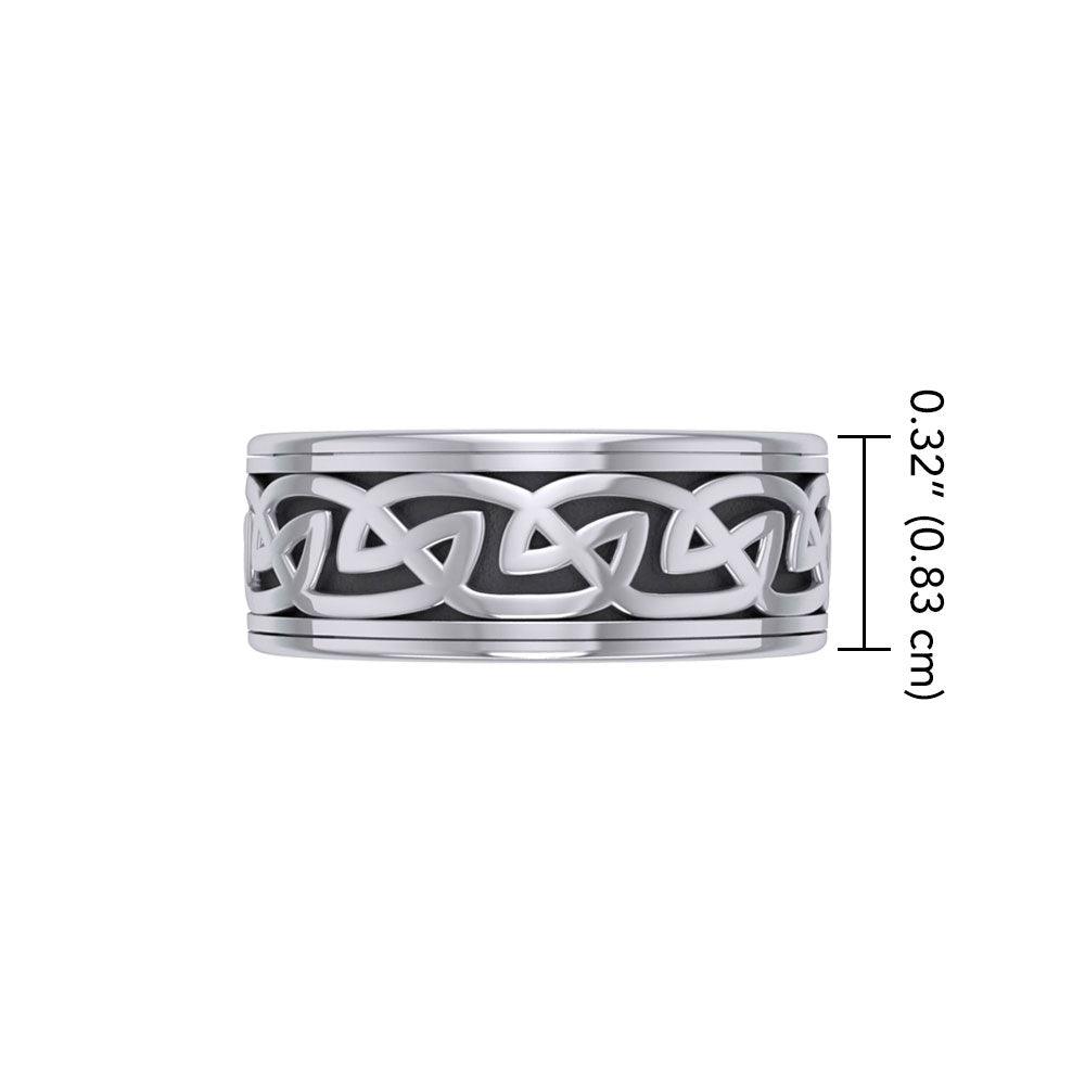 We are connected as one ~ Sterling Silver Celtic Knotwork Spinner Ring TRI767 - Jewelry
