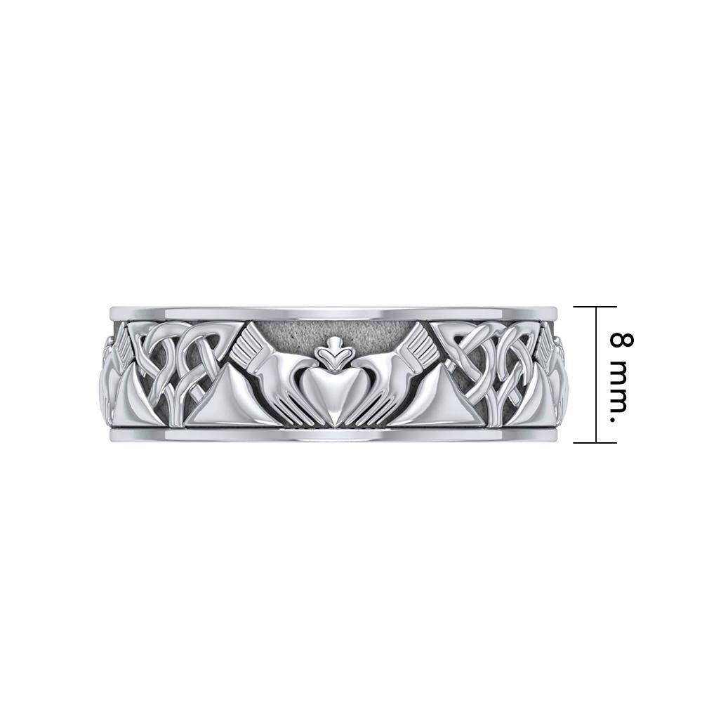 Celtic Claddagh Silver Spinner Ring TRI768 - Jewelry