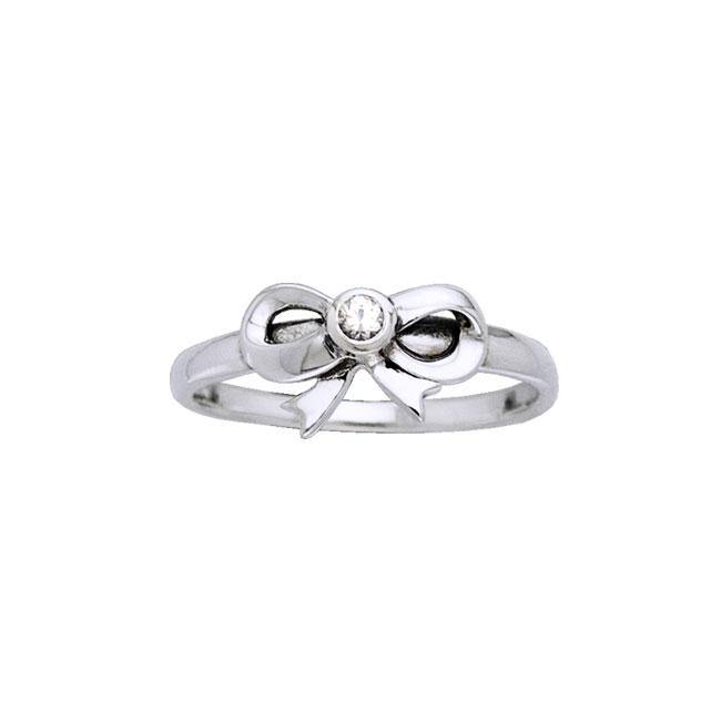 Ribbon Silver Ring with Gemstone TRI792 - Jewelry