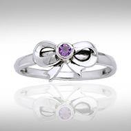 Ribbon Silver Ring with Gemstone TRI792 - Jewelry
