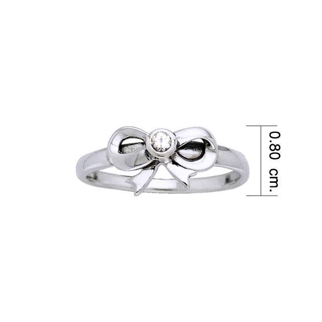 Ribbon Silver Ring with Gemstone TRI792 - Jewelry