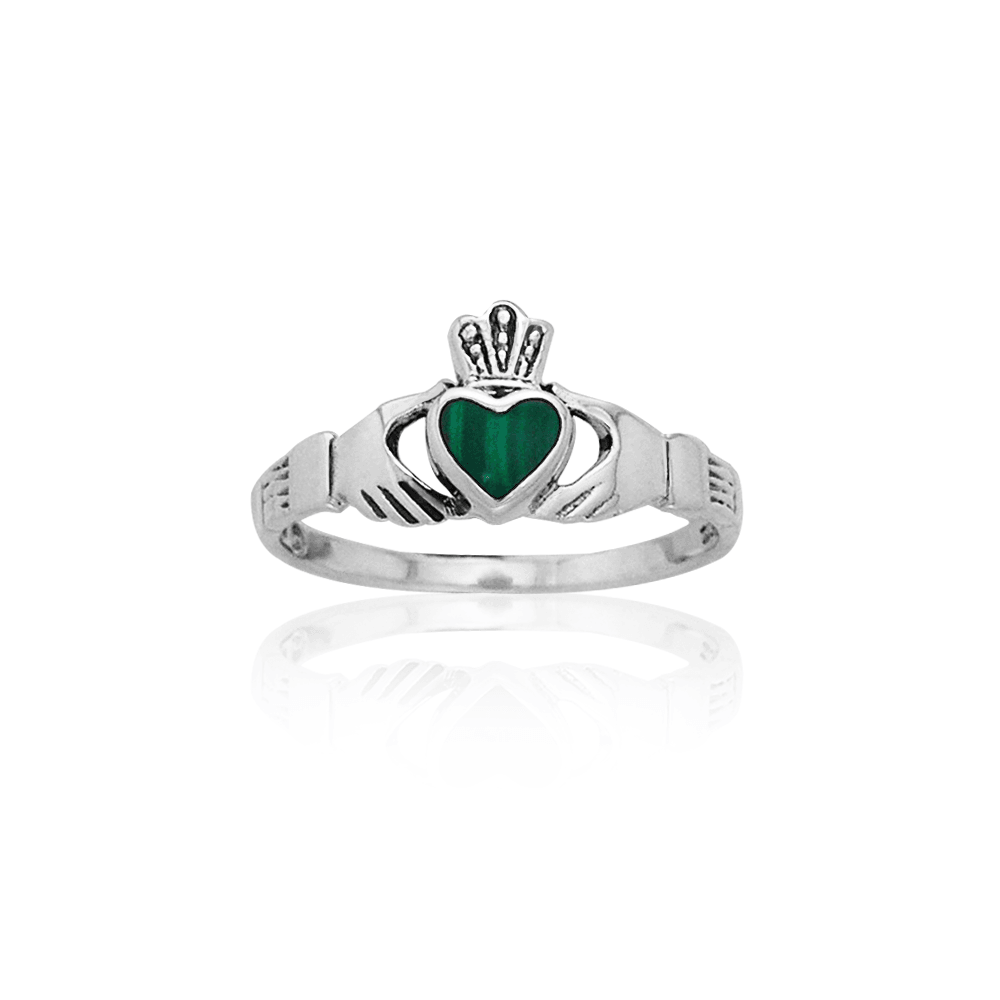 Celtic Claddagh Stone Inlay Ring TRI882 - Jewelry