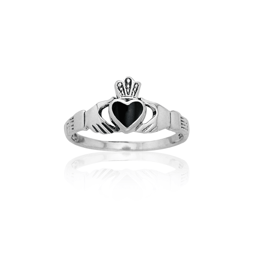 Celtic Claddagh Stone Inlay Ring TRI882 - Jewelry