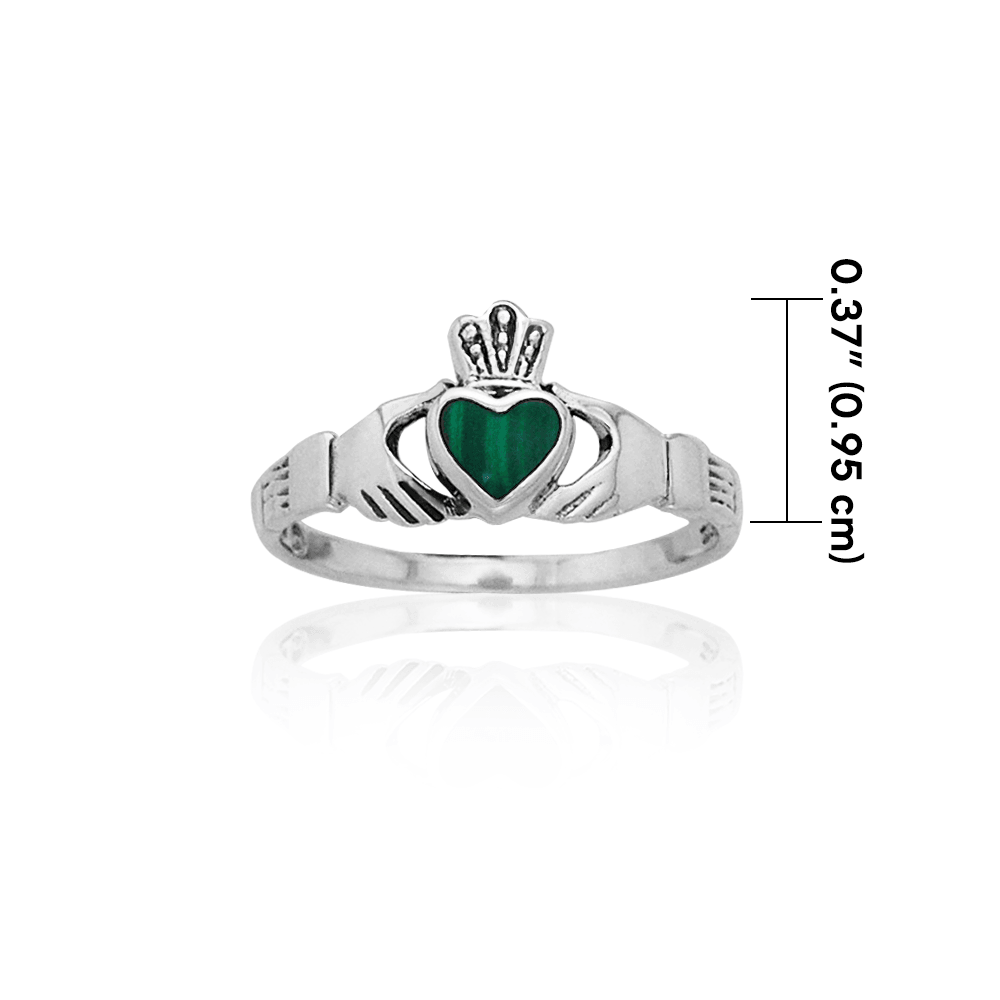 Celtic Claddagh Stone Inlay Ring TRI882 - Jewelry