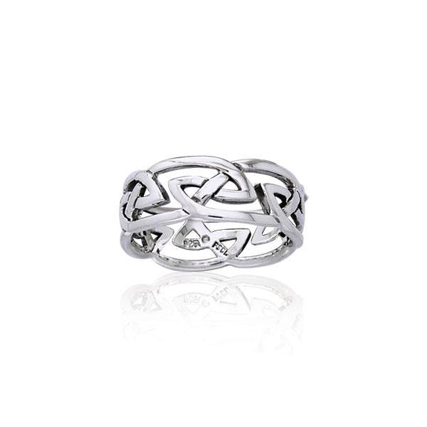 Modern Celtic Silver Ring TRI900 - Jewelry