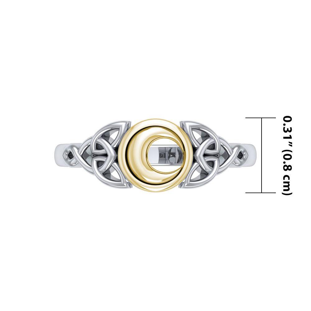 Celtic Moon Silver and Gold Ring TRV1746 - Jewelry