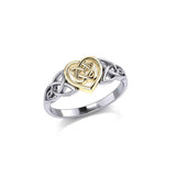 Celtic Knotwork Heart Silver and Gold Ring TRV1766 - Jewelry