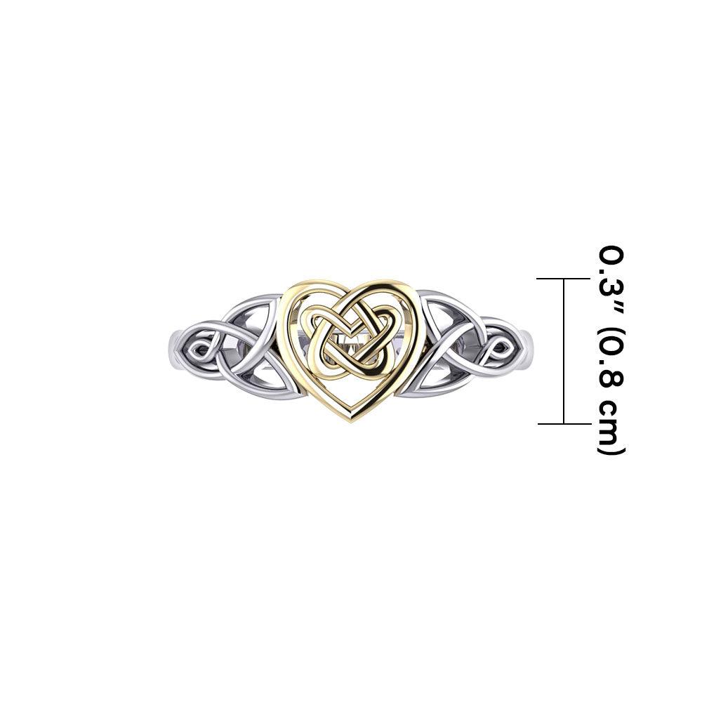 Celtic Knotwork Heart Silver and Gold Ring TRV1766 - Jewelry