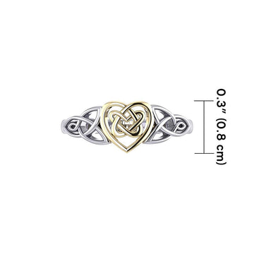 Celtic Knotwork Heart Silver and Gold Ring TRV1766 - Jewelry