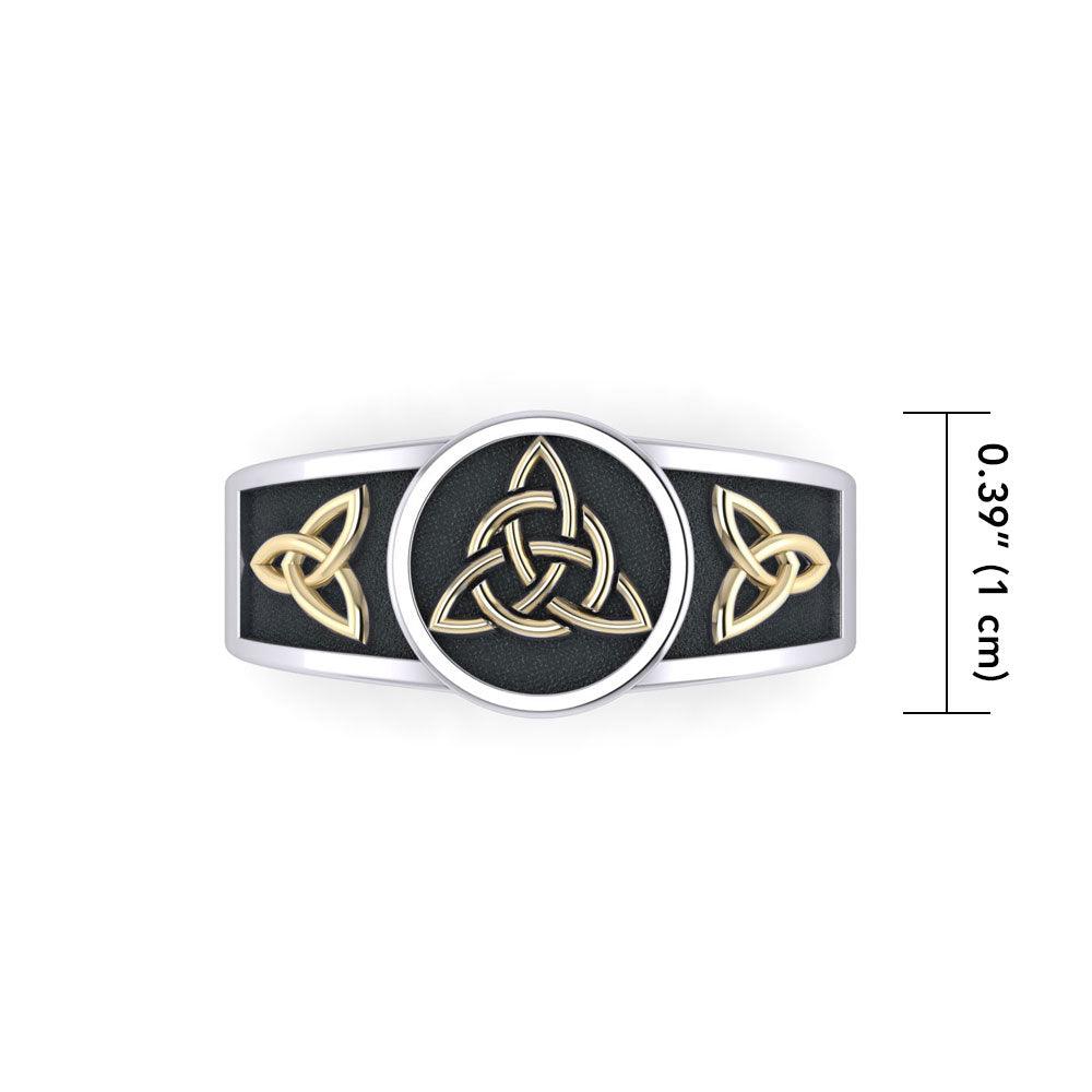 Triquetra Silver and Gold Accent Ring with Black Oxidize TRV3811 - Jewelry