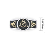 Triquetra Silver and Gold Accent Ring with Black Oxidize TRV3811 - Jewelry