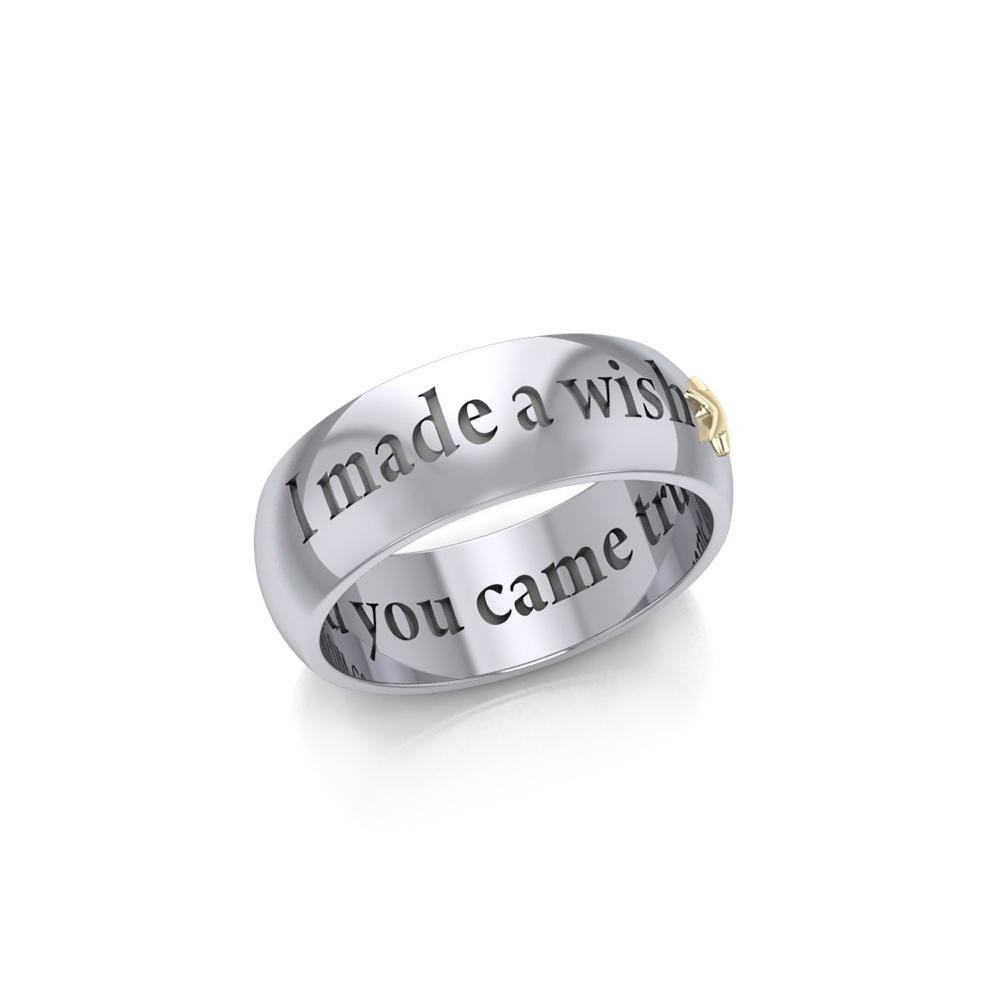 I made a wish and you came true Empower Word Silver and 14K Gold Accent Ring TRV3865 - Jewelry