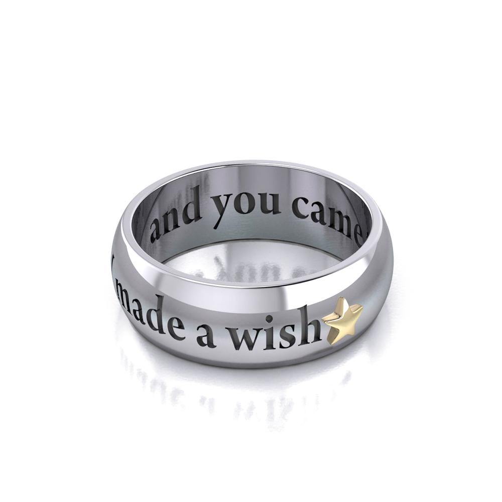 I made a wish and you came true Empower Word Silver and 14K Gold Accent Ring TRV3865 - Jewelry