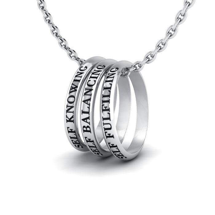 Empowering Words Self Knowing, Self Balancing, Self Fulfilling Silver Ring Set TSE026 - Jewelry