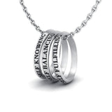 Empowering Words Self Knowing, Self Balancing, Self Fulfilling Sterling Silver Ring With Chain TSE026