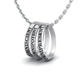 Empowering Words Omniscient Omnipotent Omnipresent Sterling Silver Ring With chain TSE049