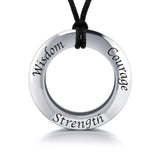 Wisdom Courage Strength Silver Pendant and Cord Set TSE268 - Jewelry
