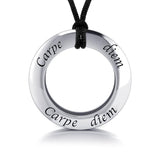 Carpe Diem Seize the Day Silver Pendant and Cord Set TSE279 - Jewelry