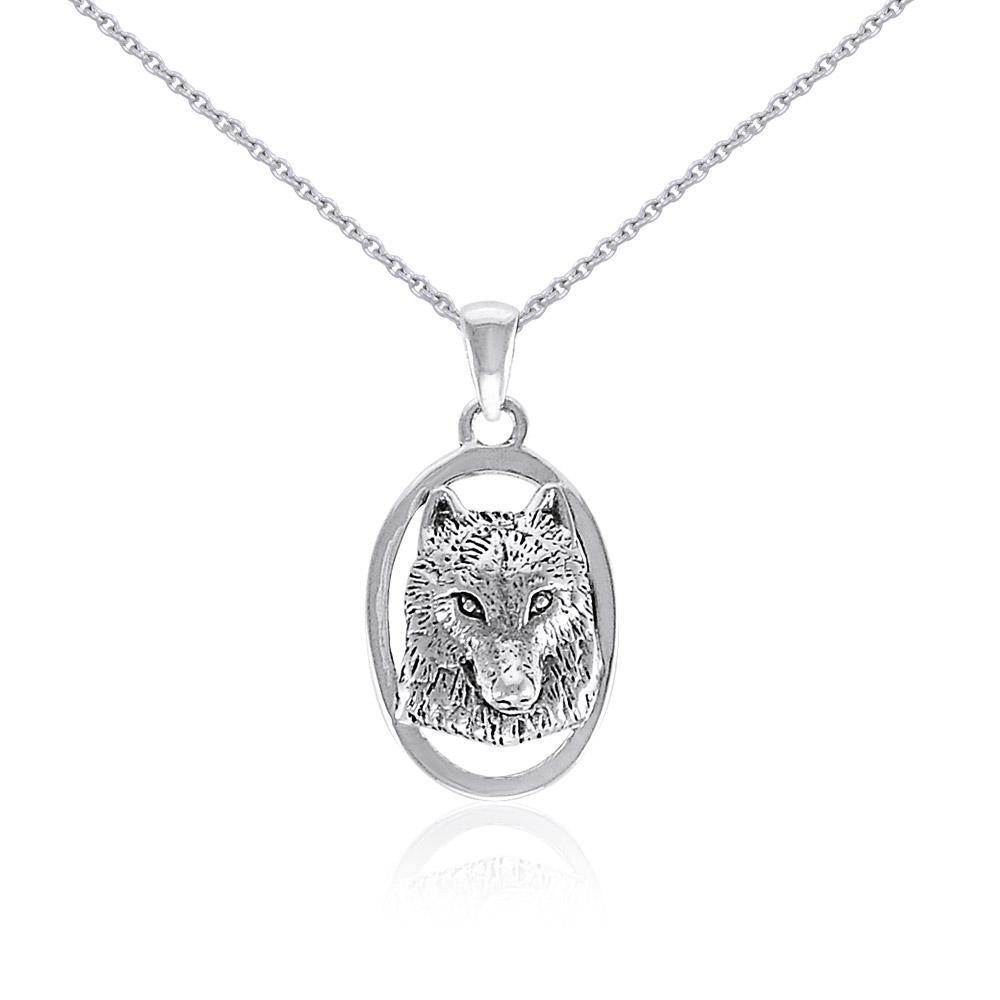 Silver Wolf Head Pendant and Chain Set by Ted Andrews TSE741 - Jewelry