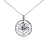 Silver Compass Rose Pendant and Chain Set TSE745