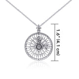 Silver Compass Rose Pendant and Chain Set TSE745 - Jewelry