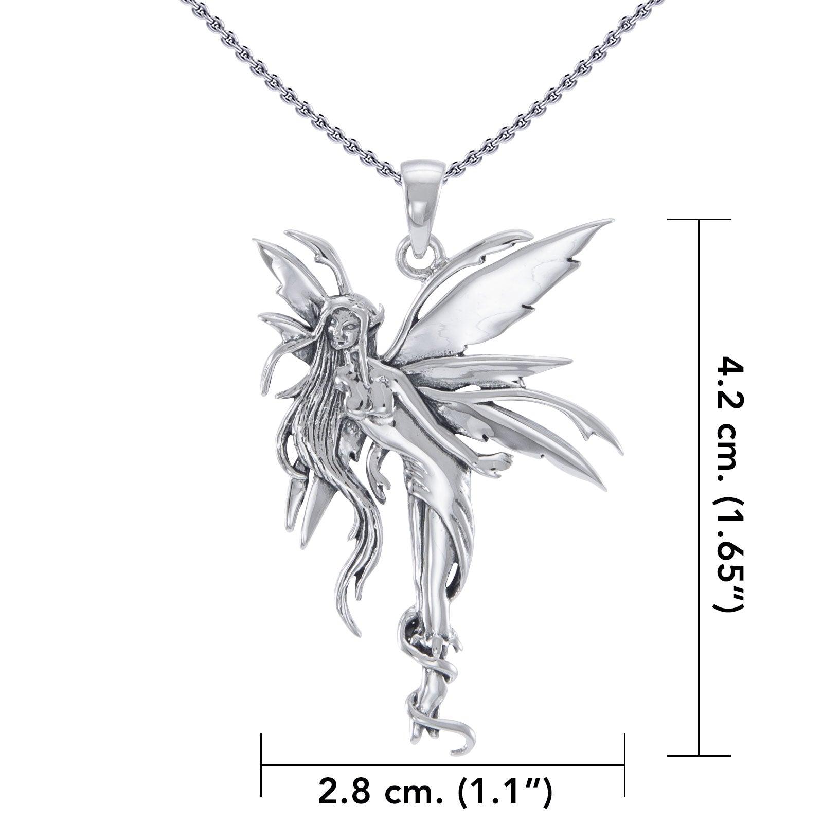 Amy Brown Firefly Fairy Silver Pendant with Chain Set TSE749 - Jewelry