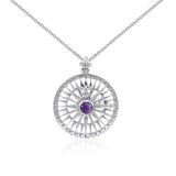 Silver Compass Rose Gemstone Pendant and Chain Set TSE764