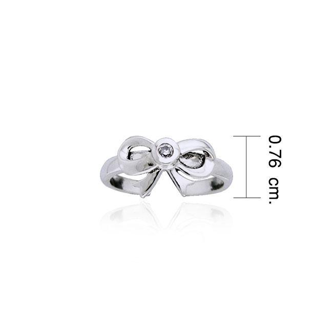 Tied Ribbon Sterling Silver With Gemstone Ring TTR063 - Jewelry