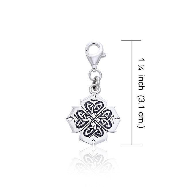 Modern Shamrock Celtic Knotwork Silver Clip Charm TWC042 - Jewelry