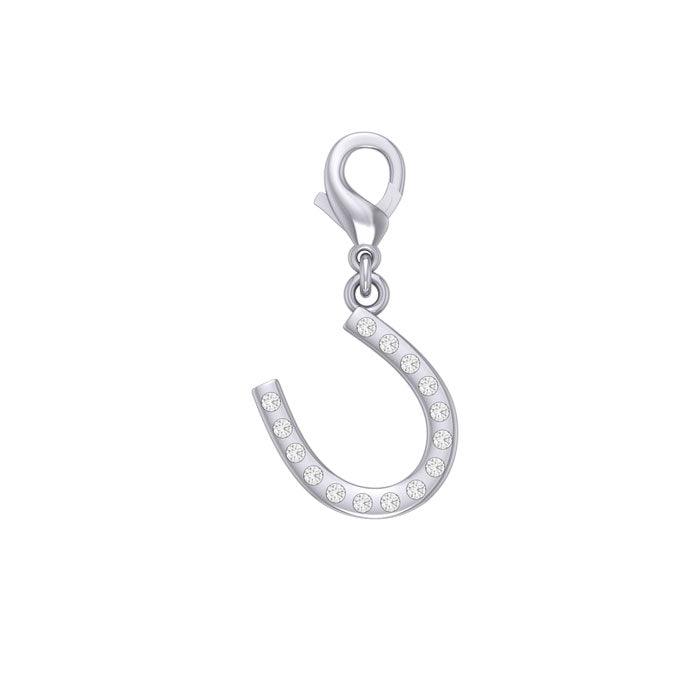 Horseshoe with Gems Silver Clip Charm TWC172 - Jewelry