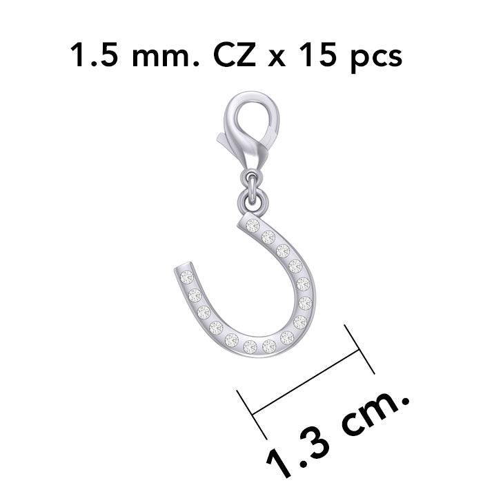 Horseshoe with Gems Silver Clip Charm TWC172 - Jewelry