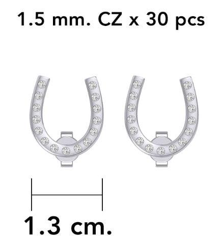 Horseshoe with Gems Silver Post Earrings TER1967 - Jewelry