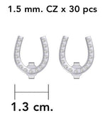 Horseshoe with Gems Silver Post Earrings TER1967 - Jewelry