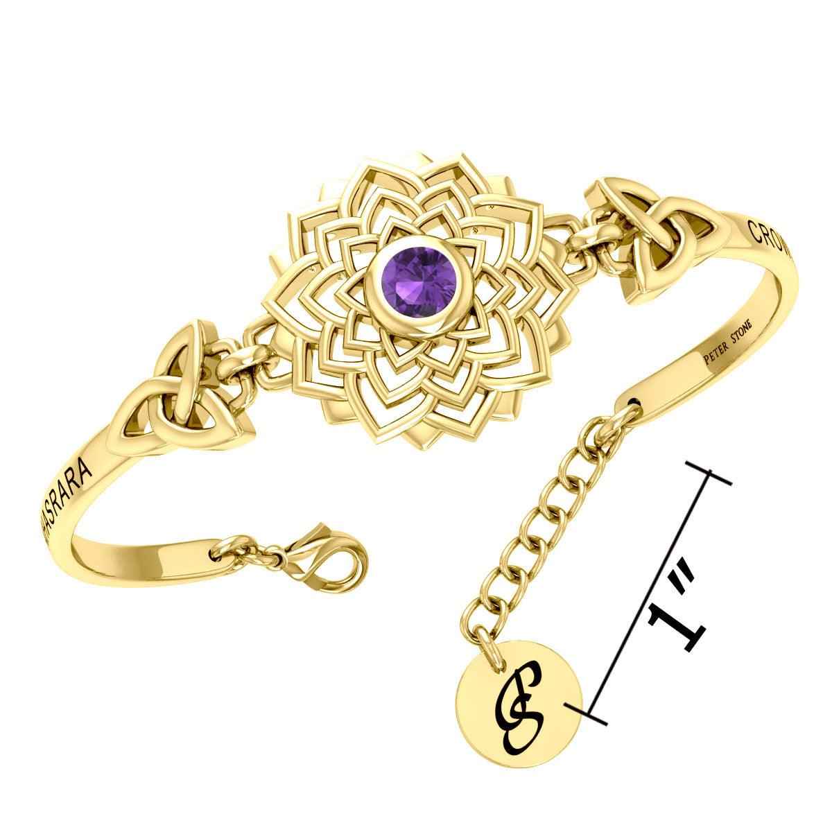 Crown Chakra with Celtic Trinity Gold plate on Silver Bracelet VBA285 - Jewelry