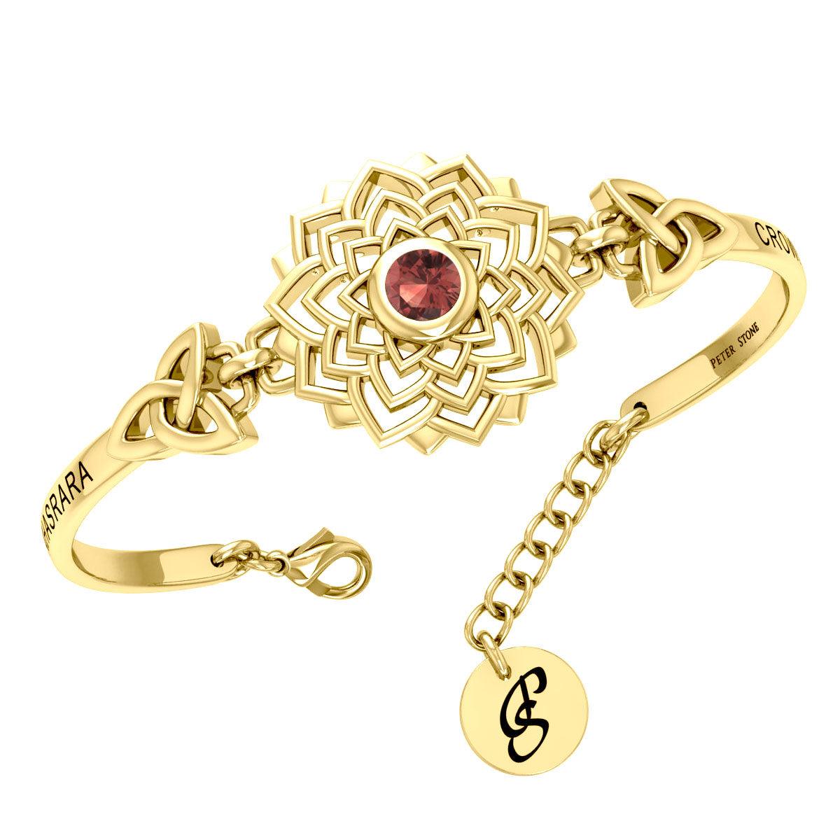 Crown Chakra with Celtic Trinity Gold plate on Silver Bracelet VBA285 - Jewelry