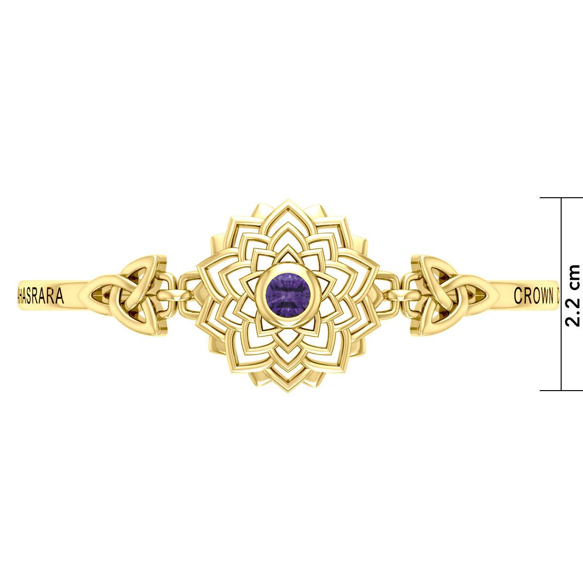 Crown Chakra with Celtic Trinity Gold plate on Silver Bracelet VBA285 - Jewelry