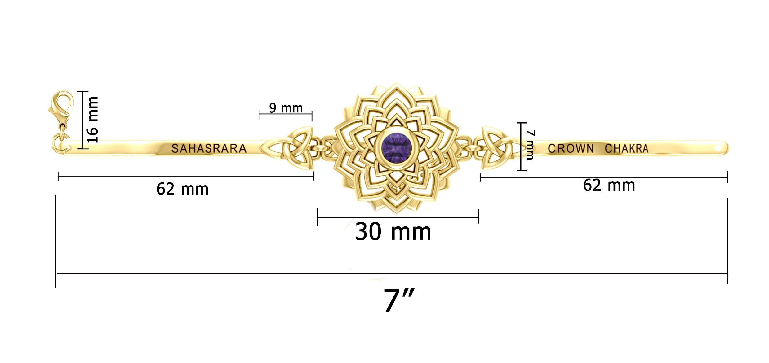 Crown Chakra with Celtic Trinity Gold plate on Silver Bracelet VBA285 - Jewelry