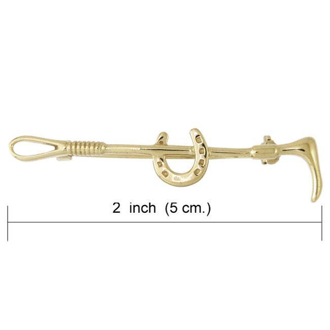 Horseshoe Riding Crop Vermeil Brooch VBC078 - Jewelry