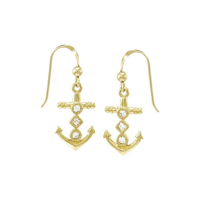 Anchor Gold Vermeil Earrings with Gemstone TER1451 - Jewelry